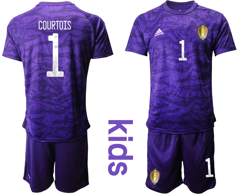 Cheap 2021 European Cup Belgium purple goalkeeper Youth 1 soccer jerseys